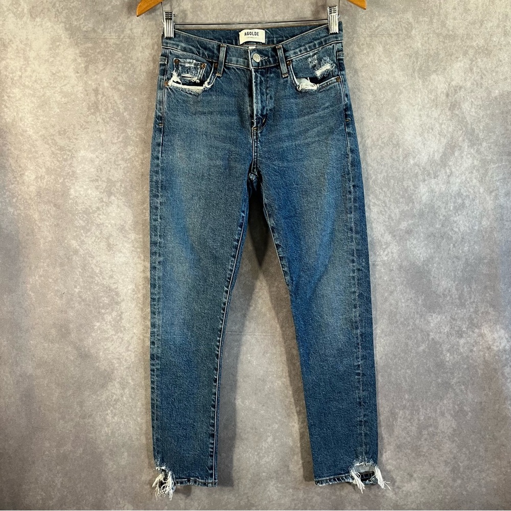 Agolde Jeans Womens 26 Blue Toni Straight Leg Denim Crop Mid Rise Medium Wash